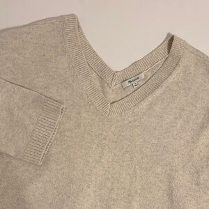 Ivory Knit V-Neck Sweater - XS